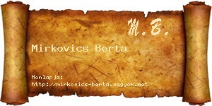 Mirkovics Berta névjegykártya